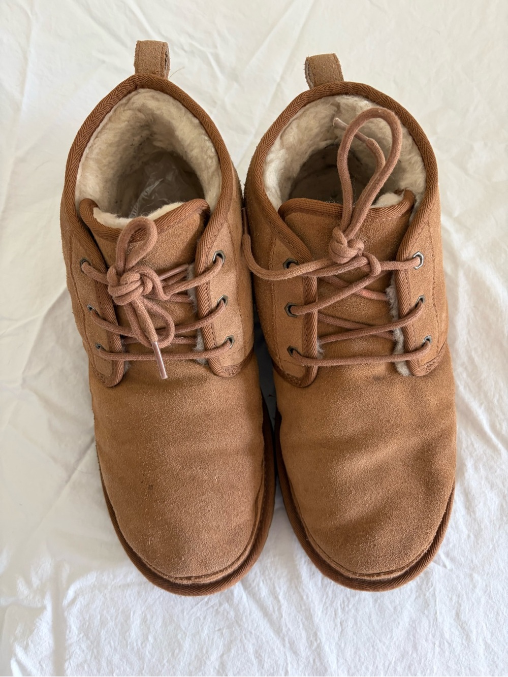 Ugg Cozy Suede Lace-Up Shearling Booties  — Chestnut Brown